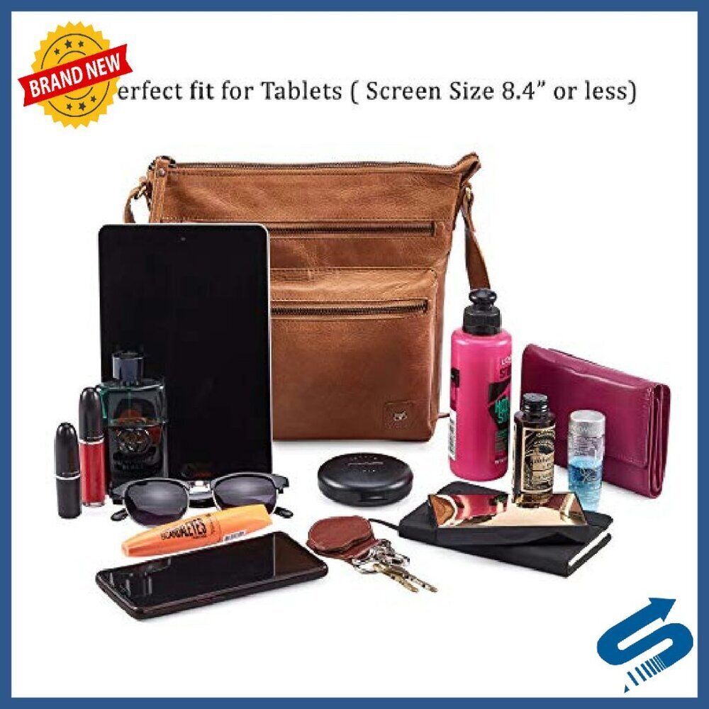Small Genuine Leather Crossbody Bag with Multiple Pockets Adjustable Strap - Picture 8 of 8